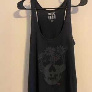 Vans skull flower tank top